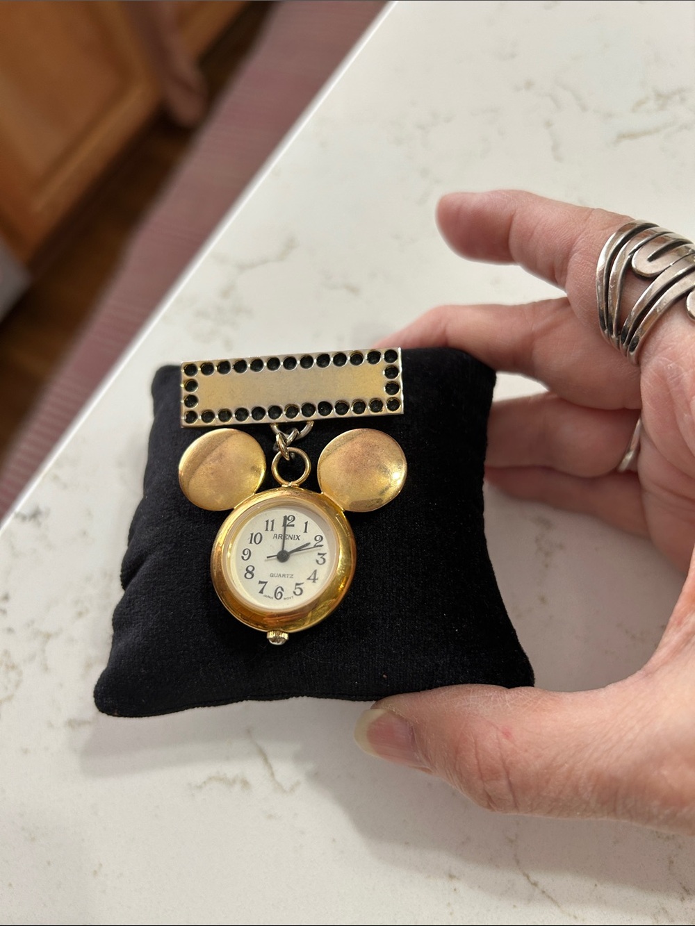 Arenix Gold Tone Mickey Ear Nurse Fob Watch Pendant